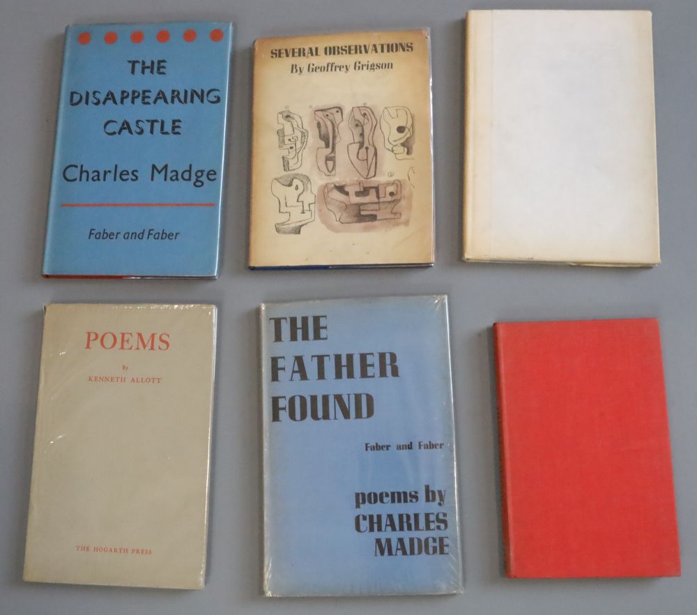 British Poetry:- Madge, Charles - The Disappearing Castle, 8vo, red cloth, with dj, London, 1937; The Father Found, with dj, London, 19